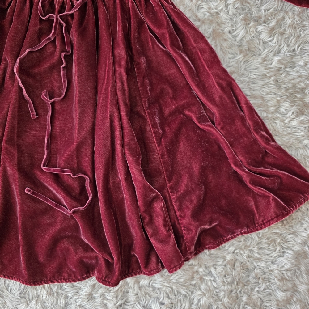 Velvet Smocked Mini Dress - Burgundy - Picture 6 of 16